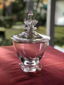 Steuben Fleur de Lys Kristalltopf mit Deckel Top Zustand signiert - Bild 1 von 7