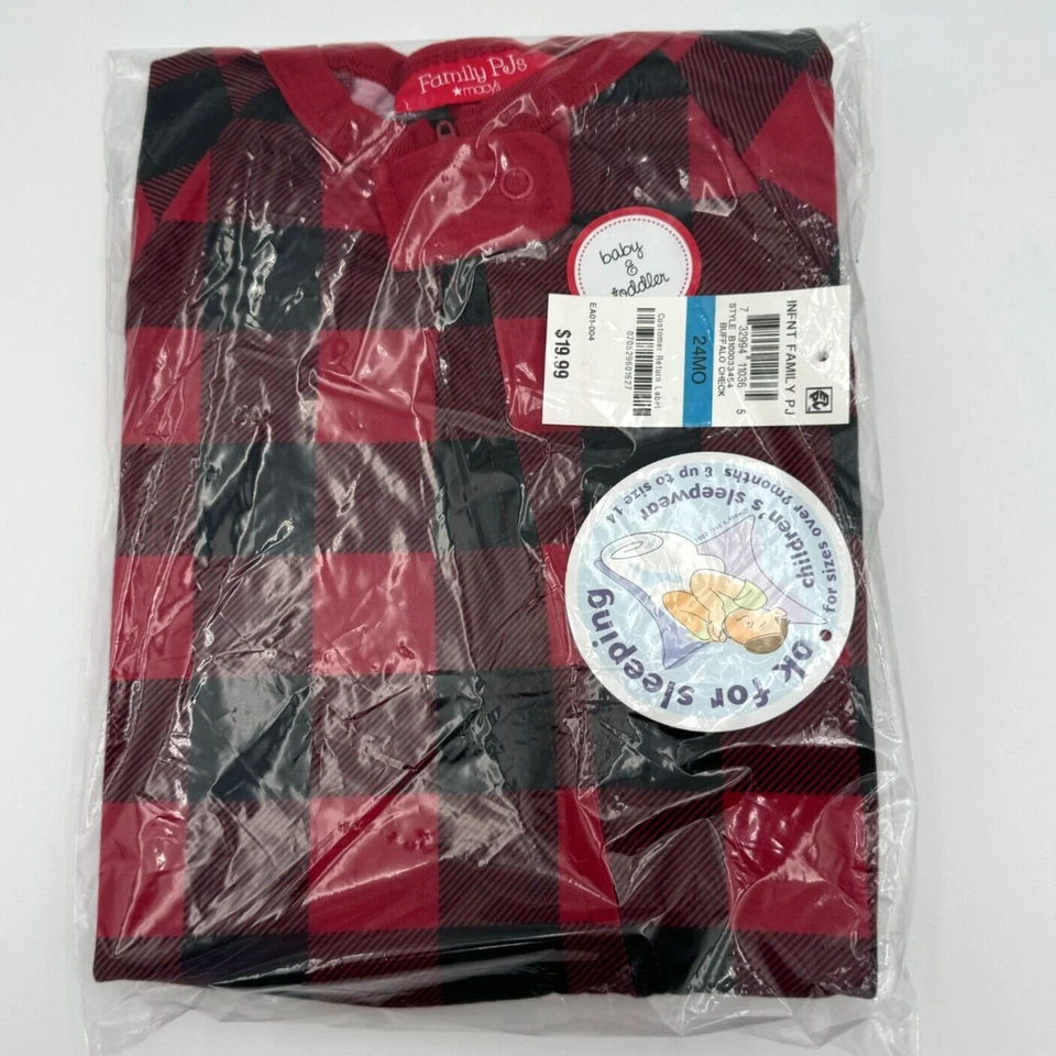 Family PJ's (Macy's) Baby Toddler Infant Sleepwear Red Plaid 24MO