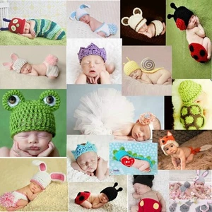 Newborn Girl Boy Baby Knit Clothes Photo Crochet Costume Photography Prop Outfit - Picture 1 of 31