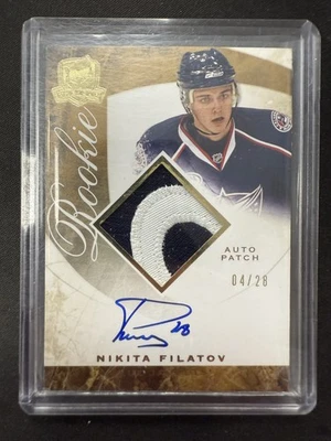 2008-09 The Cup Nikita Filatov Rookie Patch Auto 04/28 On Card BLUE JACKETS - Image 1 of 2