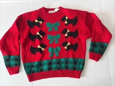 Suéter Karen Scott Mujer Petite L PL Scottie Dog Años 80 Nuevo de Lote Antiguo Feo Navidad De Colección Foto 1 de 4