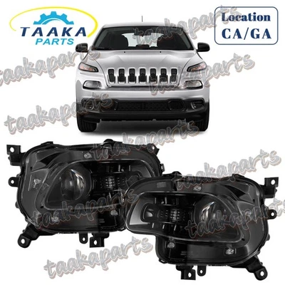 Left&Right For Jeep Cherokee 2014-2018 Front Bumper Halogen Headlight Head Lamp - Image 1 of 4