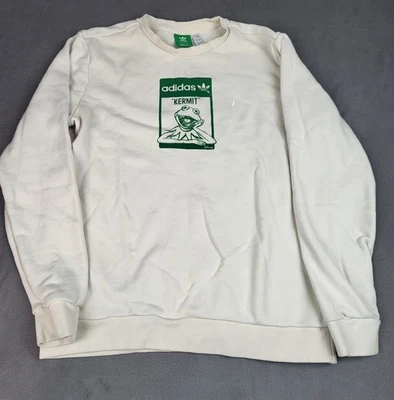 Vintage Adidas Kermit The Frog Sweatshirt Kids XL White Lightweight Disney Crew - Image 1 of 4