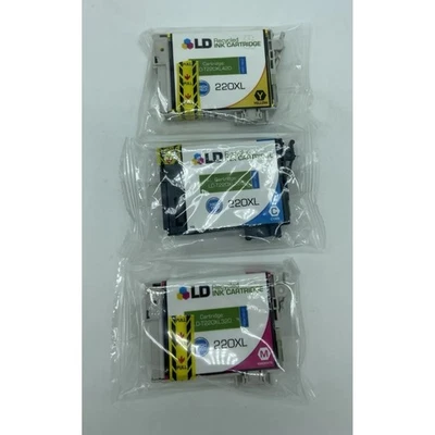 220XL Epson Compatible Ink Cartridge 3-Pack Yellow Blue Cyan LD Brand NEW SEALED - Image 1 of 2