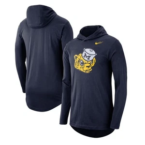 Nike Navy Michigan Wolverines Performance Long Sleeve Hoodie Tri-Blend T-Shirt - Picture 1 of 8