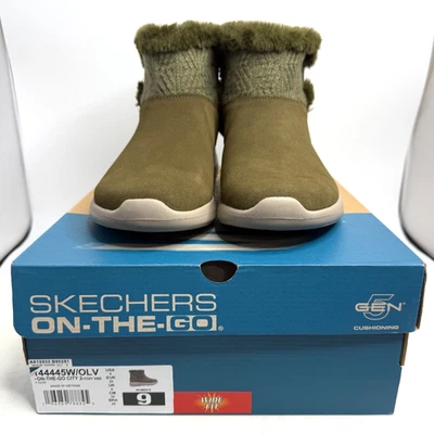 Skechers On The Go City 2 Cozy Vibe Boots Green Olive Women's Size 9 W US - Image 1 of 4