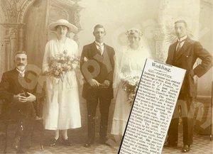 Antigua foto australiana de boda de país de 1917 SELLO - APRENDIZ con nombre Donald RARA - Imagen 1 de 8
