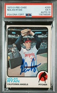 1973 O-Pee-Chee Nolan Ryan Signed Baseball Card PSA 5 DNA Certified 10 Auto HOF - Picture 1 of 3