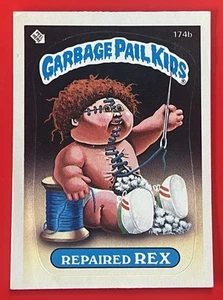 Pegatina Topps Garbage Pail Kids 1986 174b reparada Rex - verde 10 error - casi nueva - Imagen 1 de 3