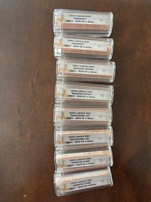 2009 P&D Bicentennial Lincoln Cent 8 Roll Coin Set ANACS MS65 Red Or Better Set - Image 1 of 4