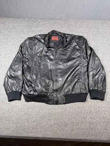 Vintage Sergio Valente Jacket Mens 4XL Black Leather Bomber 90s Made Korea Lined - Picture 1 of 15