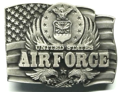 Siskiyou 1991 en relieve Fuerza Aérea de la USAF patriótico hebilla de cinturón 3 1/4" con bandera NUEVO Foto 1 de 3