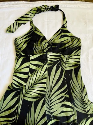 罕见 Tommy Bahama 真丝娃娃长裙 M 码热带度假村  — 第 1/4 张图片