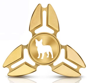 Fidget Spinner Tri-Spinner Aluminum Metal French Bulldog - Picture 1 of 4