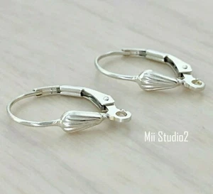10pcs 925 Sterling Silver Sea Shell leverback earring wire lever back E09s - Picture 1 of 2