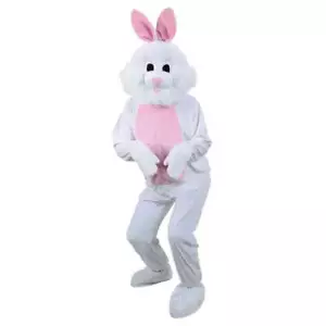 Adult Deluxe White Rabbit Easter Bunny Costume Mascot Fancy Dress Outfit - Picture 1 of 1