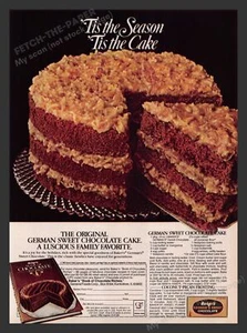 Baker's Alemán Pastel de Chocolate Dulce Receta Comida Años 80 Anuncio Impreso 1983 - Imagen 1 de 1