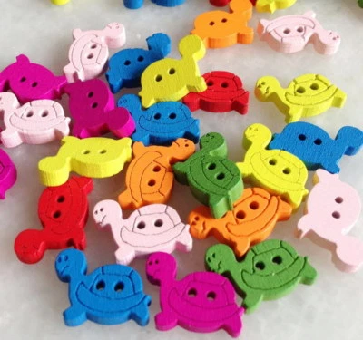100Pcs Mixed Turtle shape Wood Buttons 2 Holes Scrapbooking DIY Crafts Znk207 - Image 1 of 4