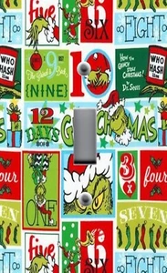 ALLE GRÖßEN Lichtschalter Platte Abdeckung WIE DER GRINCH WEIHNACHTEN STAHL ROT GRÜN - Bild 1 von 26