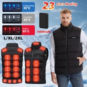 23 Heating Zones Heated Vest Jacket With Battery Men Women Heating Thermal Coat - Picture 1 of 16