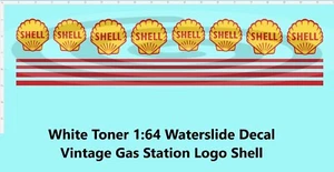White Toner 1:64 Waterslide Decal Vintage Gas Station Logo Shell - Picture 1 of 1