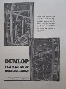 3/1947 PUB DUNLOP RUBBER FLAMEPROOF HOSE ASSEMBLY ALVIS LEONIDES ORIGINAL AD - Picture 1 of 1