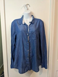 Calvin Klein Jeans Large Womens Long Sleeve Button Down Shirt Blue Chambray - Picture 1 of 7