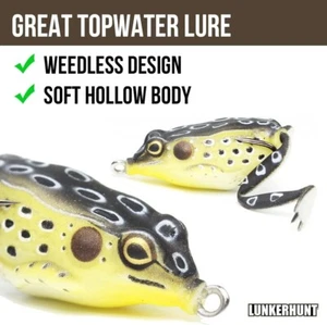 Lot 3 x Lunkerhunt Pocket Frog Lure 1.75" Croaker Color 1/4 oz Topwater Weedless - Picture 1 of 9