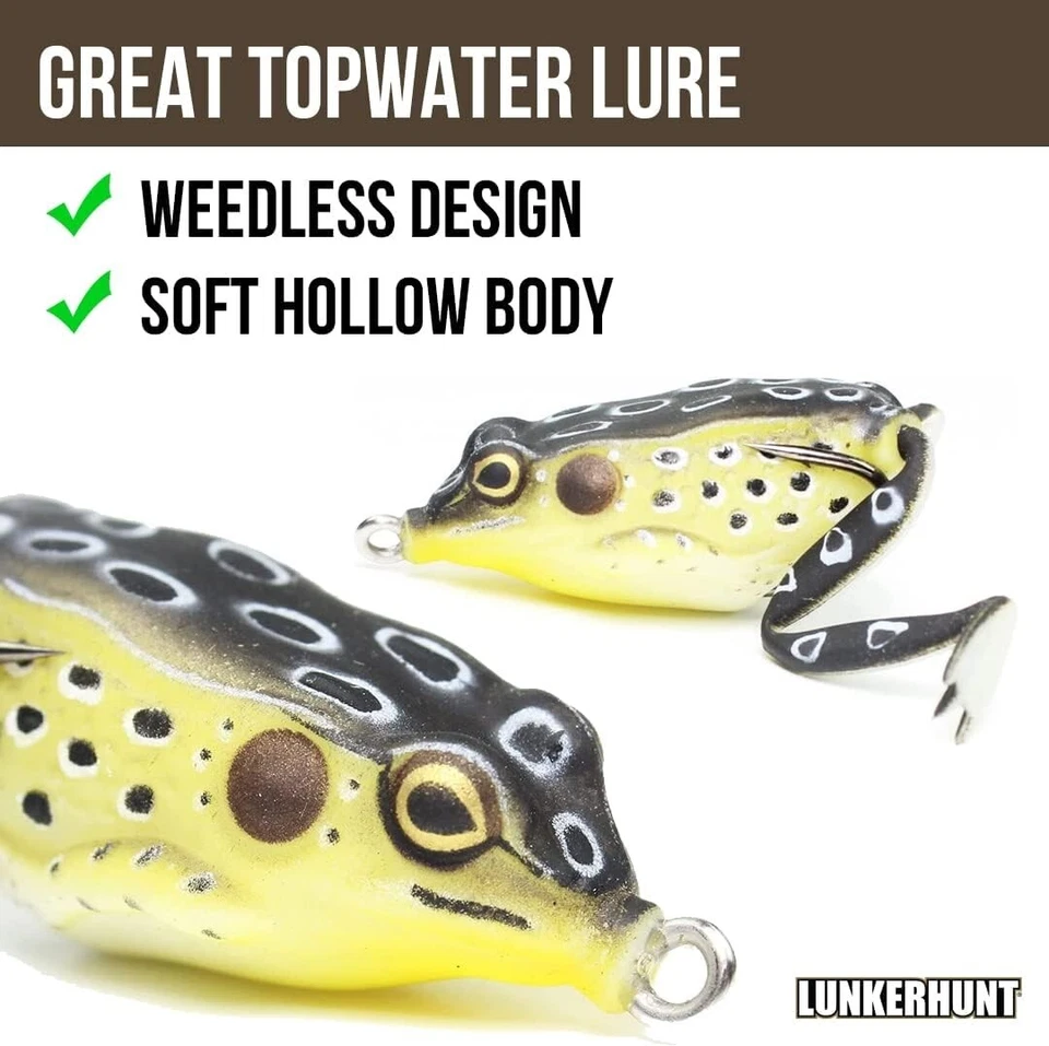 Lot 3 x Lunkerhunt Pocket Frog Lure 1.75" Croaker Color 1/4 oz Topwater Weedless - Image 1 of 4
