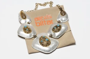 Alexis Bittar Lucite Faux Turquoise Chain Collar Necklace - Picture 1 of 4