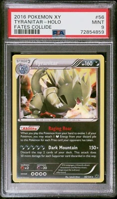 Pokemon Card Tyranitar 56/124 Holo Fates Collide PSA 9 MINT - Image 1 of 2