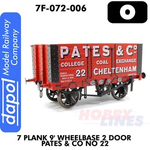 7 Plank 9' 2 Door Pates & Co No 22 wagon 1:43.5 O gauge Dapol 7F-064-006 - Picture 1 of 5
