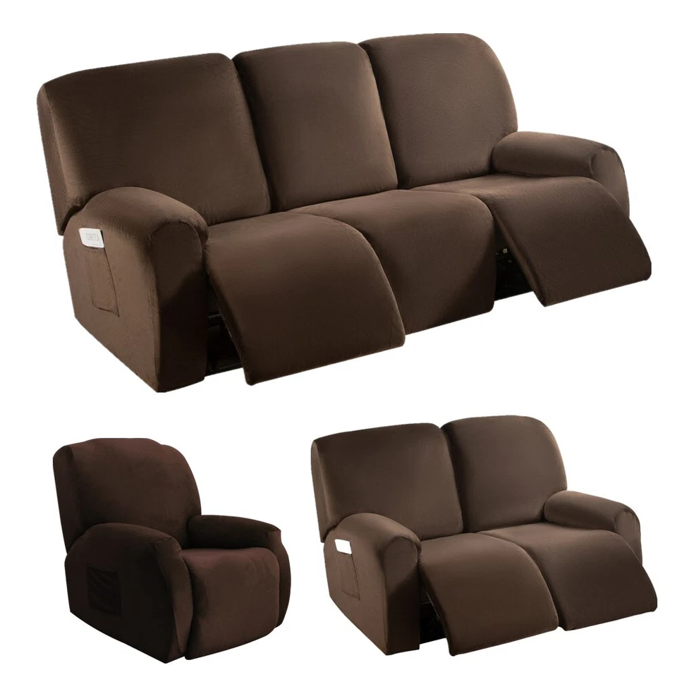 Sofá reclinable de terciopelo elástico de 1/2/3 plazas funda protectora para sillón Foto 1 de 1