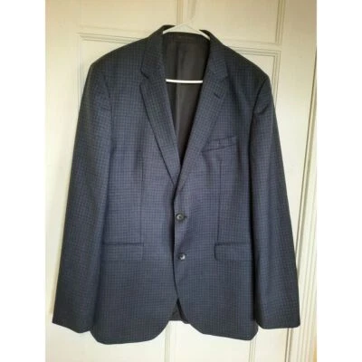 Casaco blazer Boss Hugo Boss Reda Super 110 peito único 42L espinha de peixe azul - Imagem 1 de 4