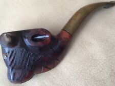 Callent Real Briar Carved Black Forest  Pipe   ? Bull Horns, Glass Eyes