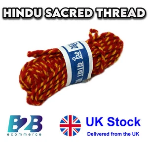 Pulsera Raksha Dhaga Hilo Sagrado Hindú Mauli Algodón Crudo Rojo Amarillo - Imagen 1 de 7