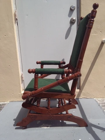 Antique 19th Century Victorian Glider Platform Rocking Chair Spindle 1800’s Cover
