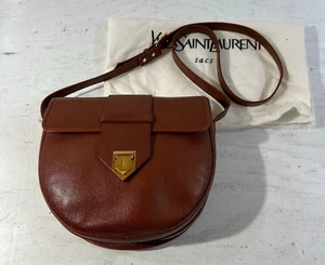 Bolso de Hombro Yves Saint Laurent Vintage Cuero Solapa Marrón Usado con Bolsa Antipolvo - Imagen 1 de 10