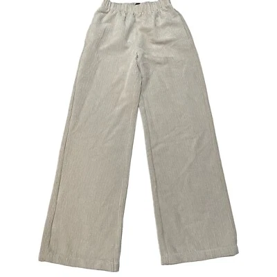 BDG IVORY BEIGE RIBBED WIDE LEG ELASTIC WAIST PANTS WOMAN'S XXS  INSEAM 30" | V1 - Image 1 of 4
