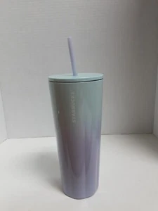 NEW Starbucks Lilac Blue Ombre Puffy Cold Cup Tumbler Gradient Purple 24oz VENTI - Picture 1 of 3