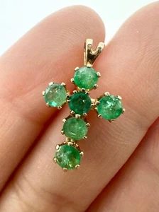 Vintage gold plated emerald cross Pendant - Picture 1 of 6