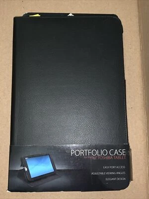 Funda Portafolio para Tablet Toshiba de 10 Pulgadas Negra Carcasa Rígida Soporte Nueva Foto 1 de 4