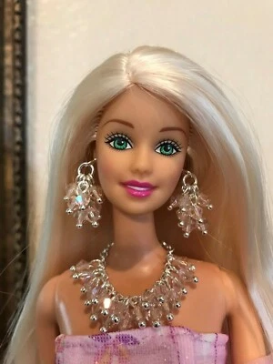 Joias feitas à mão para boneca da moda 11-1/2" - Colar e brincos de cristal - Imagem 1 de 4