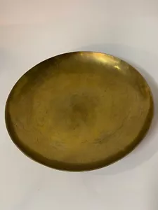 Chinese Dragon Brass Bowl Plate Dish Vintage Asian Design - Picture 1 of 2