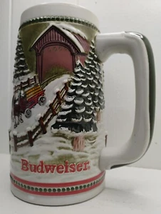 Cerveza Budweiser Clydesdales Snowy Winter's Eve edición limitada Holiday Stein de colección - Imagen 1 de 5