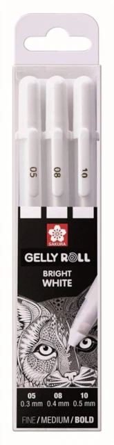 Sakura Gelly Roll 3 Pen Set - White, Assorted Sizes