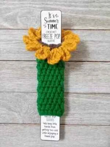 crochet handmade sunflower popsicle holder freeze pop gogurt - Picture 1 of 2