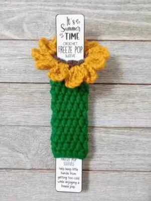 crochet handmade sunflower popsicle holder freeze pop gogurt - Image 1 of 2