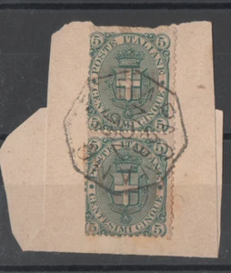 REGNO - 1891 - 1896 - 5 - CENT - N 59 - ANNULLO-OTTAGONALE-PAIR-USED-ON-FRAGMENT - Foto 1 di 1