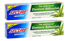 Secure Sensitive Gums Waterproof Denture Adhesive Zinc Free with Aloe Vera & Myr